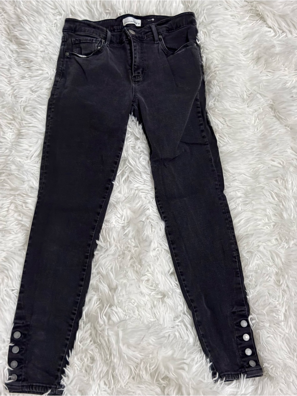 Ann Taylor LOFT Black Button-Hem Skinny Jeans